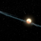 Representación del artista de un anillo polvoriento alrededor de la estrella de Boyajian